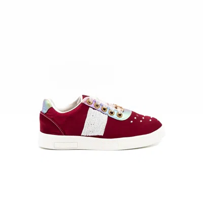 Rettrose Women's Red The Sienna Luxury Ruby Satin Handmade Embellished Tennis Shoe