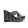 Rettrose Women's Ruth Black Hand Embellished Luxury Wedge Shoe In Black