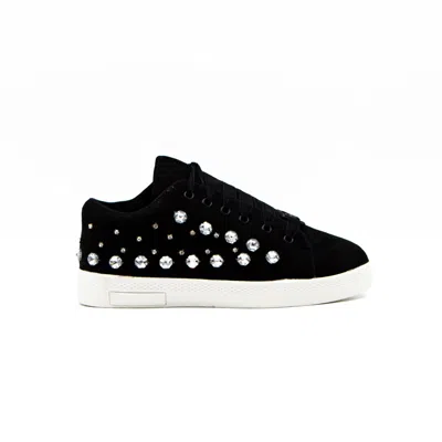 Rettrose Women's The Bella Luxury Black Canvas Handmade Embellished Tennis Shoe
