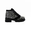 Rettrose Women's The Brooklyn Luxury Black Suede Handmade Embellished Boot In Black