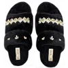 Rettrose Women's The Faith Black Luxury Plush Diamanté Embellished Handmade Slipper In Black