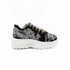Rettrose Women's The Iska Luxury Black Satin Handmade Embellished Trainers In Black