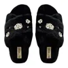 Rettrose Women's The Juliette Black Luxury Plush Diamanté Embellished Handmade Slipper In Black