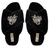 Rettrose Women's The Katherine Black Luxury Plush Diamanté Embellished Handmade Slipper In Black
