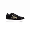 Rettrose Women's The Kehlani Luxury Black Lycra Handmade Embellished Tennis Shoe In Black