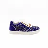 Rettrose Women's The Lucy Luxury Royal Blue Suede Handmade Embellished Tennis Shoe In Blue