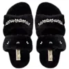 Rettrose Women's The Myla Black Luxury Plush Diamanté Embellished Handmade Slipper In Black