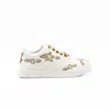Rettrose Women's The Quinn Luxury White Satin Handmade Embellished Tennis Shoe In White