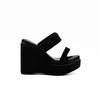 Rettrose Women's The Sara Black Hand Embellished Luxury Wedge Shoe In Black