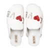 Rettrose Women's White Anastasia Cream Luxury Plush Diamanté Embellished Handmade Slipper