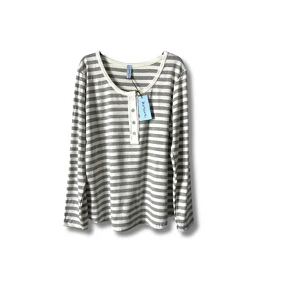 Reunion Home Women's Grandpa Stripe Longsleeve T-shirt - Grey In Gray