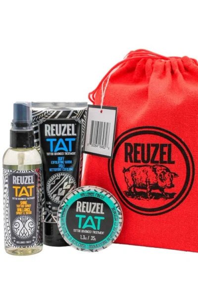 Reuzel Tat Buff Exfoliating Wash, Shine Tattoo Spray, Vivid Gel Trio In Transparent