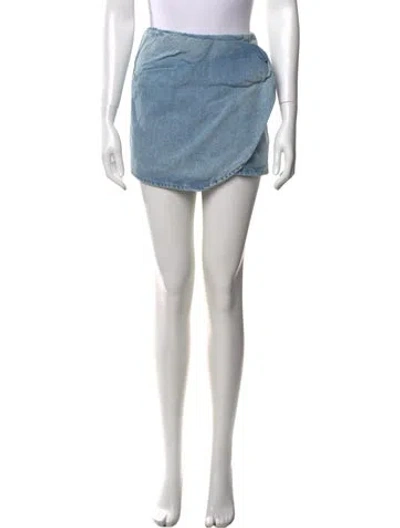 Pre-owned Rev _____ Pleated Accents Mini Skirt In Blue