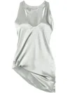Rev Asymmetric Satin Tank Top In 灰色