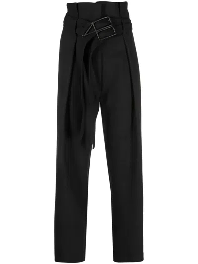 Rev High-waist Cropped Trousers In Grey