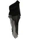 Rev Seven Asymmetric One-shoulder Blouse In Black