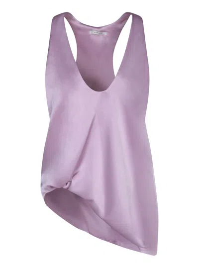 Rev Asymmetrical Lilac Satin Top In Purple