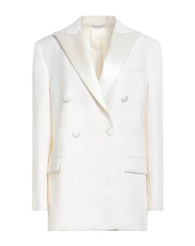 Rev Woman Blazer Ivory Size 4 Virgin Wool, Viscose In Beige