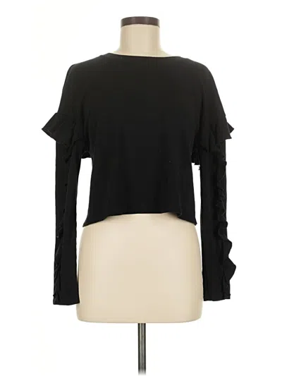 Pre-owned Revamped Long Sleeve Top Black Cold Shoulder Neckline Tops