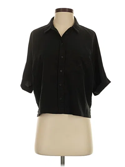 Pre-owned Revamped Short Sleeve Blouse In Black