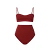 Rêve De Rive Women's Harlow Red High Waisted Bikini Set In Red