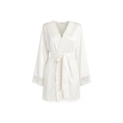 Reve Sleepwear Women's White Silk Robe
