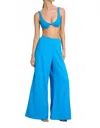 Revel Rey Aquablue Tahoe Wide Leg Pant In Turquoise In Blue