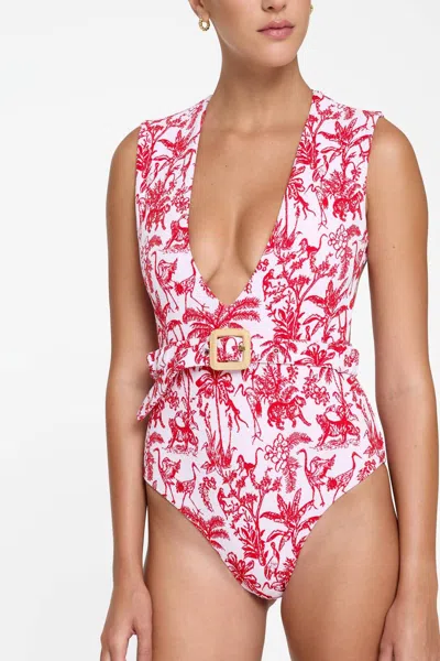 Revel Rey Aspyn Dean One Piece In Red Toile In Pink