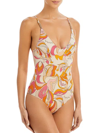 Revel Rey Inez Womens Metallic Underwire One-piece Swimsuit In Multi