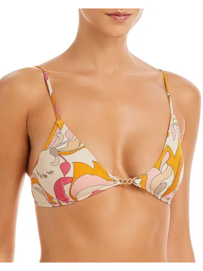 Revel Rey Womens Metallic Triangle Bikini Swim Top In Multi