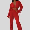 Revella The Label Zyrenne Plisse Pants Set In Red In Red