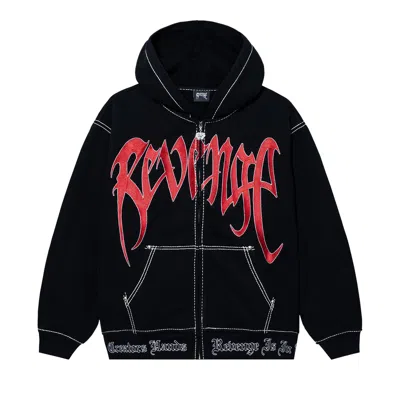 Pre-owned Revenge Contrast Embroidered Zip Hoodie 'black/red' | Men's Size Xl