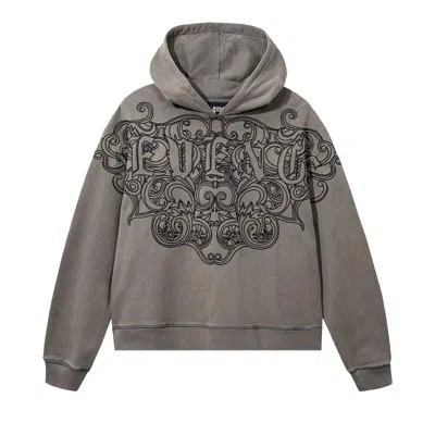 Pre-owned Revenge Crest Embroidered Hoodie 'distressed Grey' | Men's Size Xl