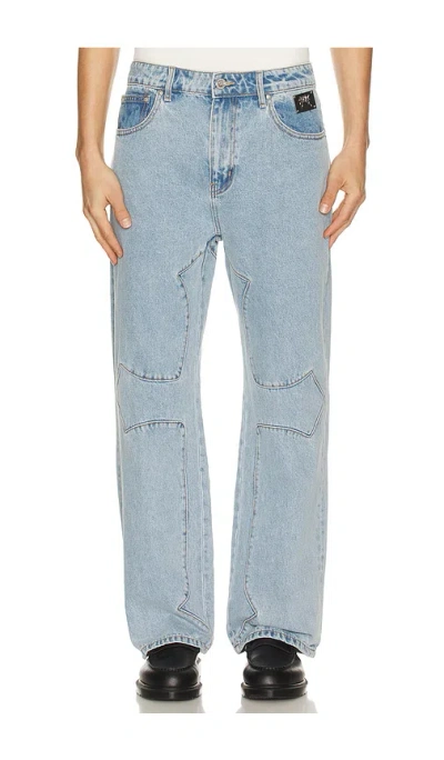 Revenge Cross Denim Pant In Blue