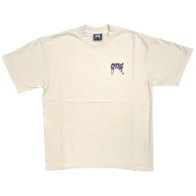 Pre-owned Revenge Men's  Basic Embroidered T-shirt In Cream In White