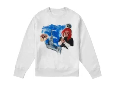 Pre-owned Revenge Men's  Crayon Trippie Redd Crewneck Sweatshirt In White