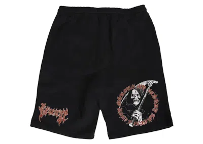 Pre-owned Revenge Men's  Grim Reaper Shorts In Black/red In Multi