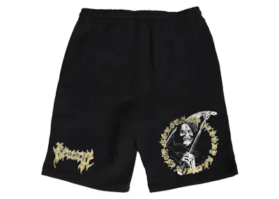 Pre-owned Revenge Men's  Grim Reaper Shorts In Black/yellow