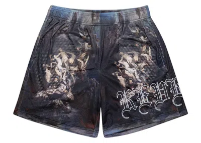 Pre-owned Revenge Men's  Heaven And Hell Embroidered Shorts In Black