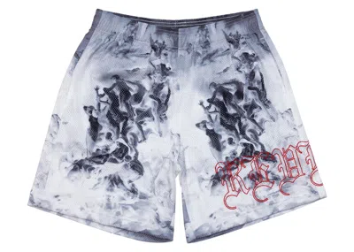 Pre-owned Revenge Men's  Heaven And Hell Embroidered Shorts In White