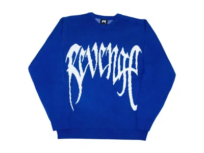 Pre-owned Revenge Men's  Knit Arc Logo Sweater In Blue