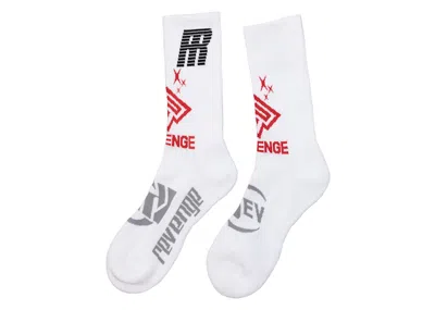 Pre-owned Revenge Men's  Moto Socks In White
