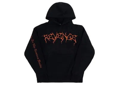 Pre-owned Revenge Men's  Orange Lightning Hoodie In Black