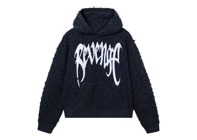 Pre-owned Revenge Men's  Thrashed Boro Arch Logo Hoodie In Navy Blue/white