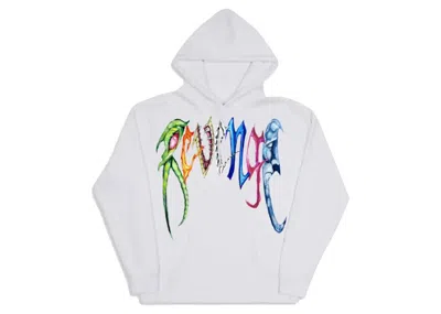 Pre-owned Revenge Men's  Trippie Arch Logo Hoodie In White
