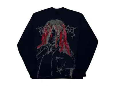 Pre-owned Revenge Men's  Trippie Redd Lightning Longsleeve Tee Shirt In Black