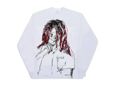 Pre-owned Revenge Men's  Trippie Redd Lightning Longsleeve Tee Shirt In White