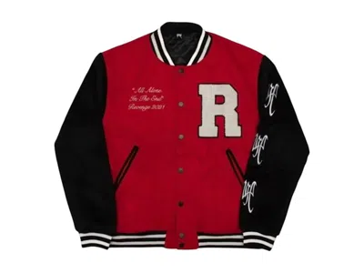Pre-owned Revenge Men's  Varsity Skull Jacket In Red