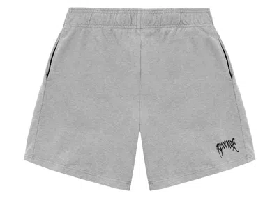 Pre-owned Revenge Men's  White Embroidered Basic Shorts In Heather Grey