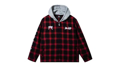 Pre-owned Revenge Men's  Xxxtentacion Kill Hooded Flannel In Red/white In Multi